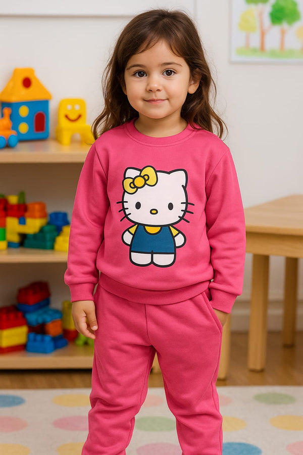 Hot Pink Hello Kitty Sweatshirt & Jogger Set for Girls