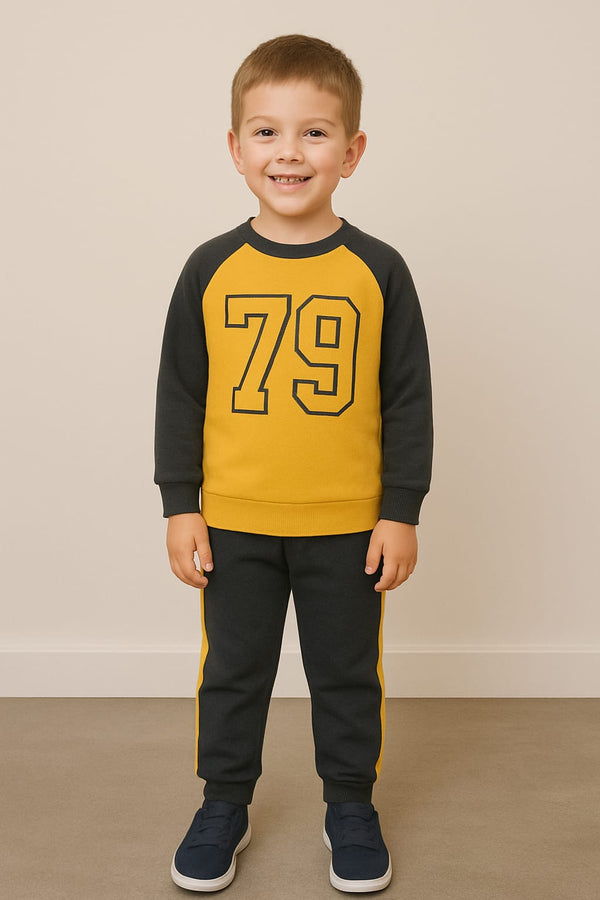 Mustard & Black “79” Kids Sweatshirt Set