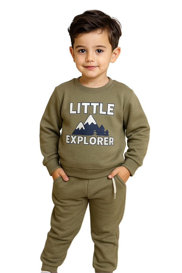 Little Explorer: Cozy Khaki Tracksuit