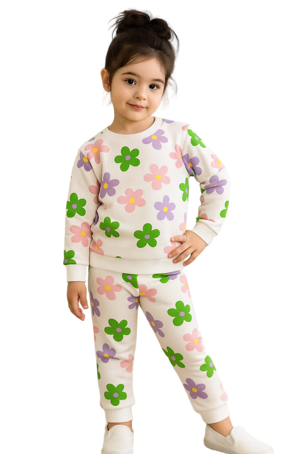 Sweet Blooms: Little Girl's Floral Tracksuit